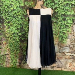 MARCHESA NOTTE Chiffon Color Block Dress, 0